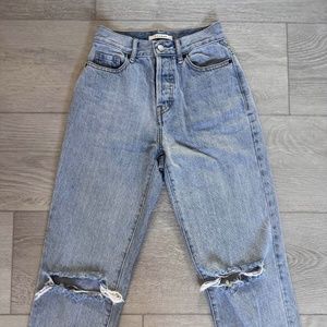 PacSun High Rise Straight Leg Distressed Jeans Light Wash Size 22
